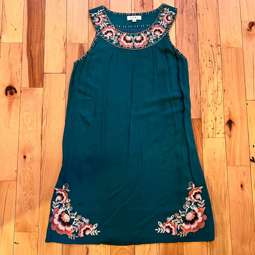 THML Embroidered Teal Dress